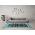 thumbnail image 3 of Ahgly Company Indoor Square Oriental Light Blue Industrial Area Rugs, 7' Square, 3 of 4