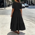 thumbnail image 6 of Horkkom Maxi Dresses for Women Plus Size Summer Short Sleeve Tiered Dress Casual Loose Beach Long Dresses XXXXL, 6 of 10