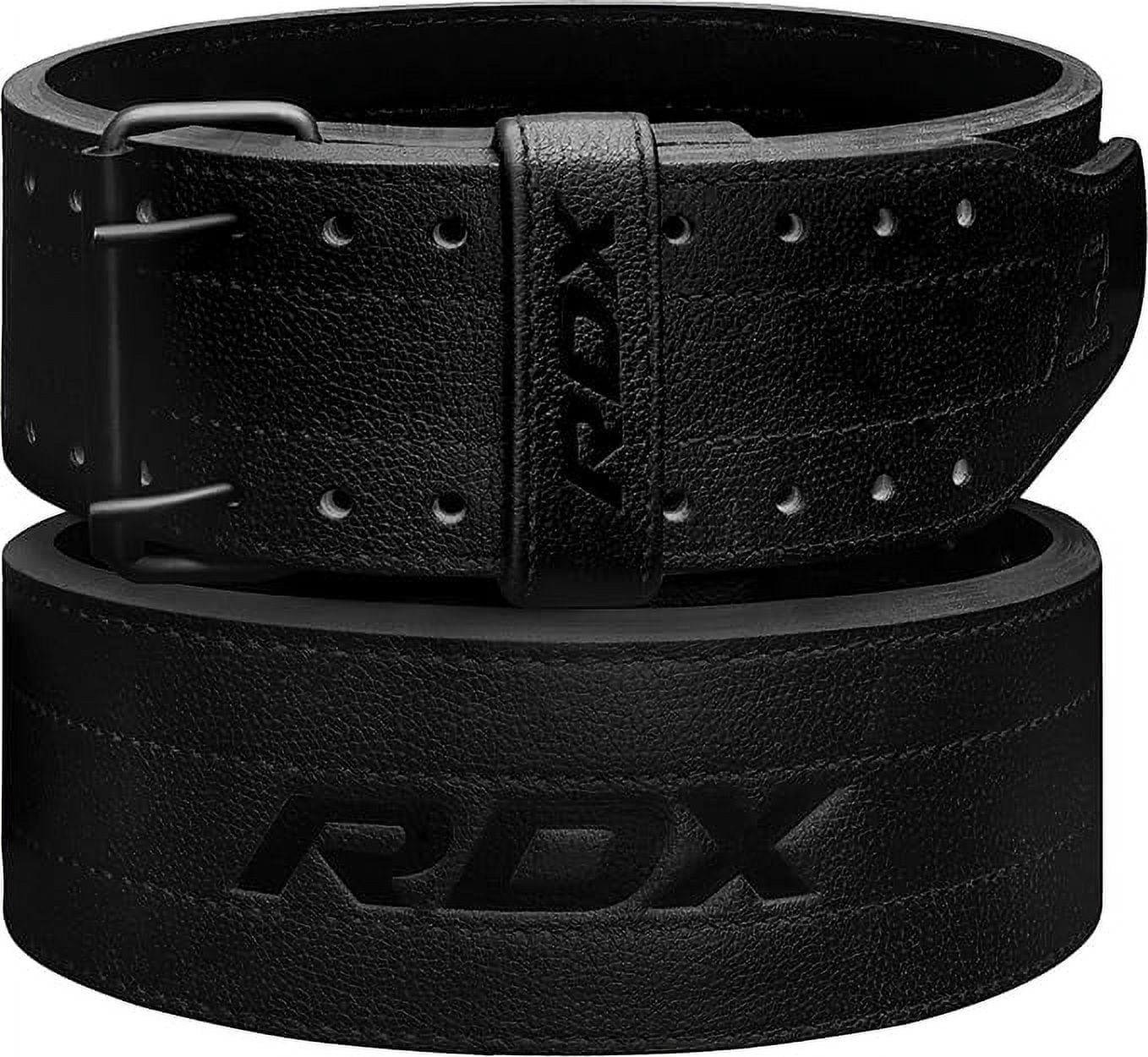 Black Leather Belt with Dumbbell Design TUFF Weightlifting Belt | 7mm Genuine Leather Back Support main image 3