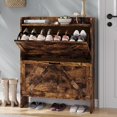 thumbnail image 3 of Shoe Cabinet Organizer with 2 Flip Drawers, Freestanding Narrow Shoe Rack for Entryway, Freestanding  Shoe Storage Cabinet for Entryway, Hallway, Living Room, Bedroom, Rustic Brown, 3 of 6