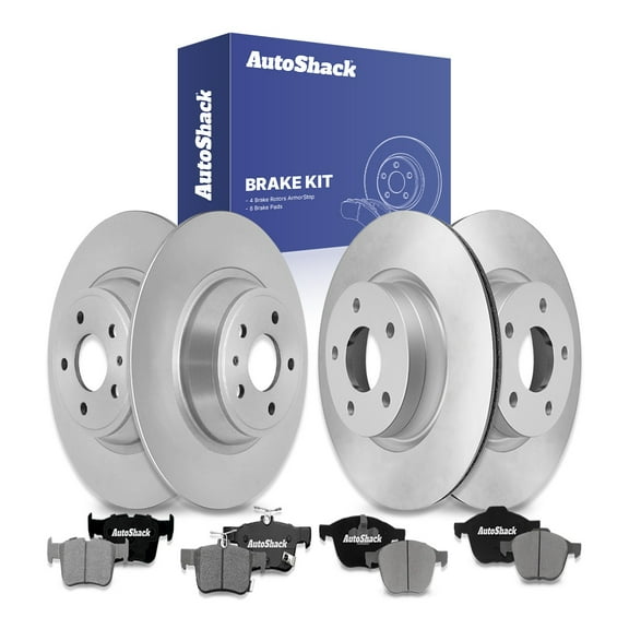 AutoShack Front & Rear Brake Rotors Ceramic Brake Pads | Replacement For 2017-2019 Ford Escape 1.5L 2.5L FWD | Coated | 12-PC Brake Kit | ArmorStop