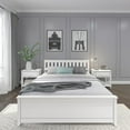 thumbnail image 3 of Plank+Beam Queen Bed Frame with Slatted Headboard Solid Wood Platform Bed, No box Spring Needed, White, 3 of 5