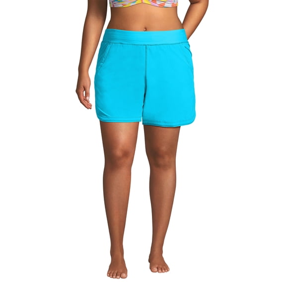 Lands' End Women's Plus Size SunShade UPF 50 5" Board Shorts with Panty