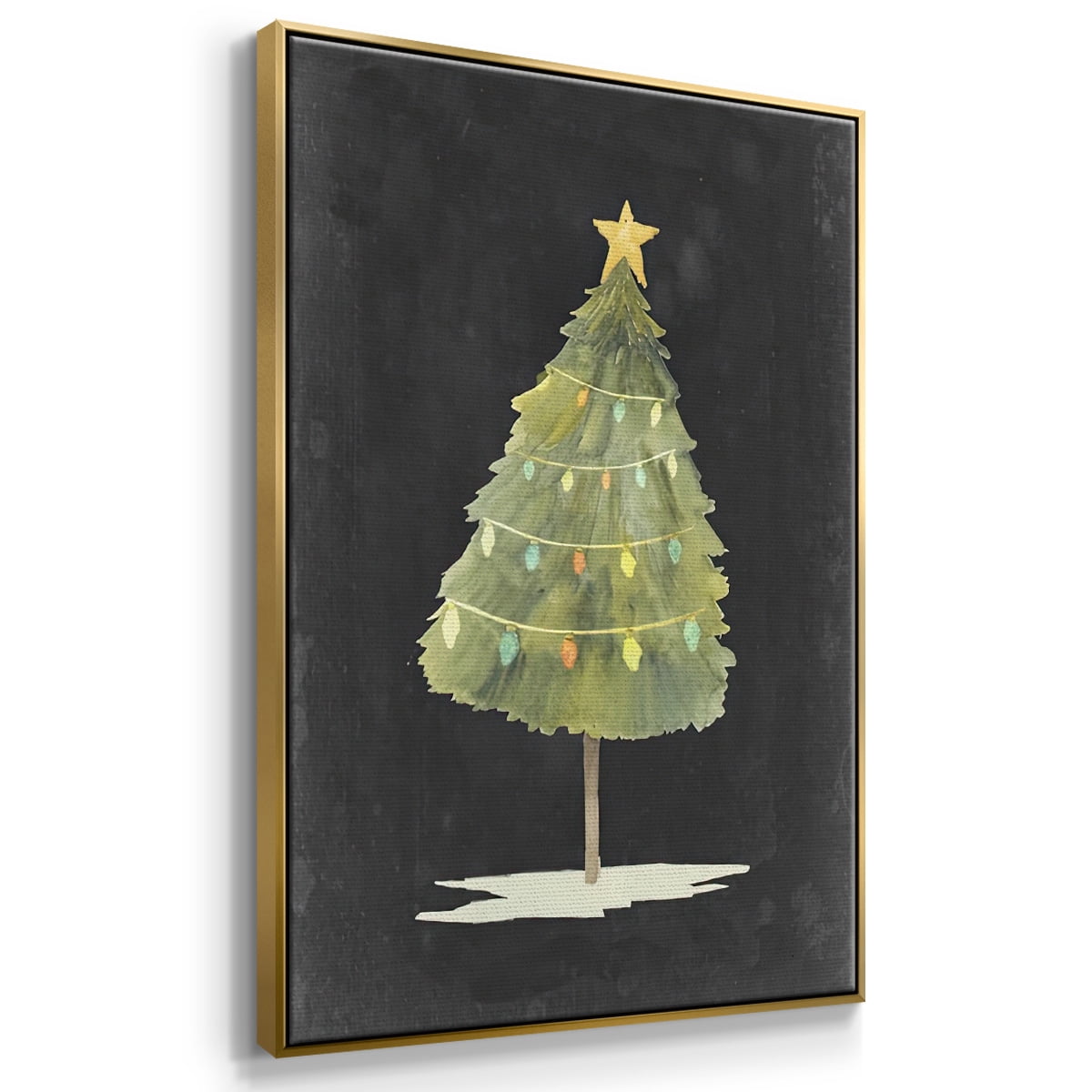 Christmas Glow I - Framed Gallery Wrapped Holiday Canvas - 25 x 37 - Gold Frame