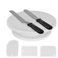 thumbnail image 2 of Kit de decoración de pasteles, suministros para hornear, plato giratorio para pasteles con rascadores más suaves, accesorios para hornear, herramientas para principiantes y profesionales, blanco, 2 of 5