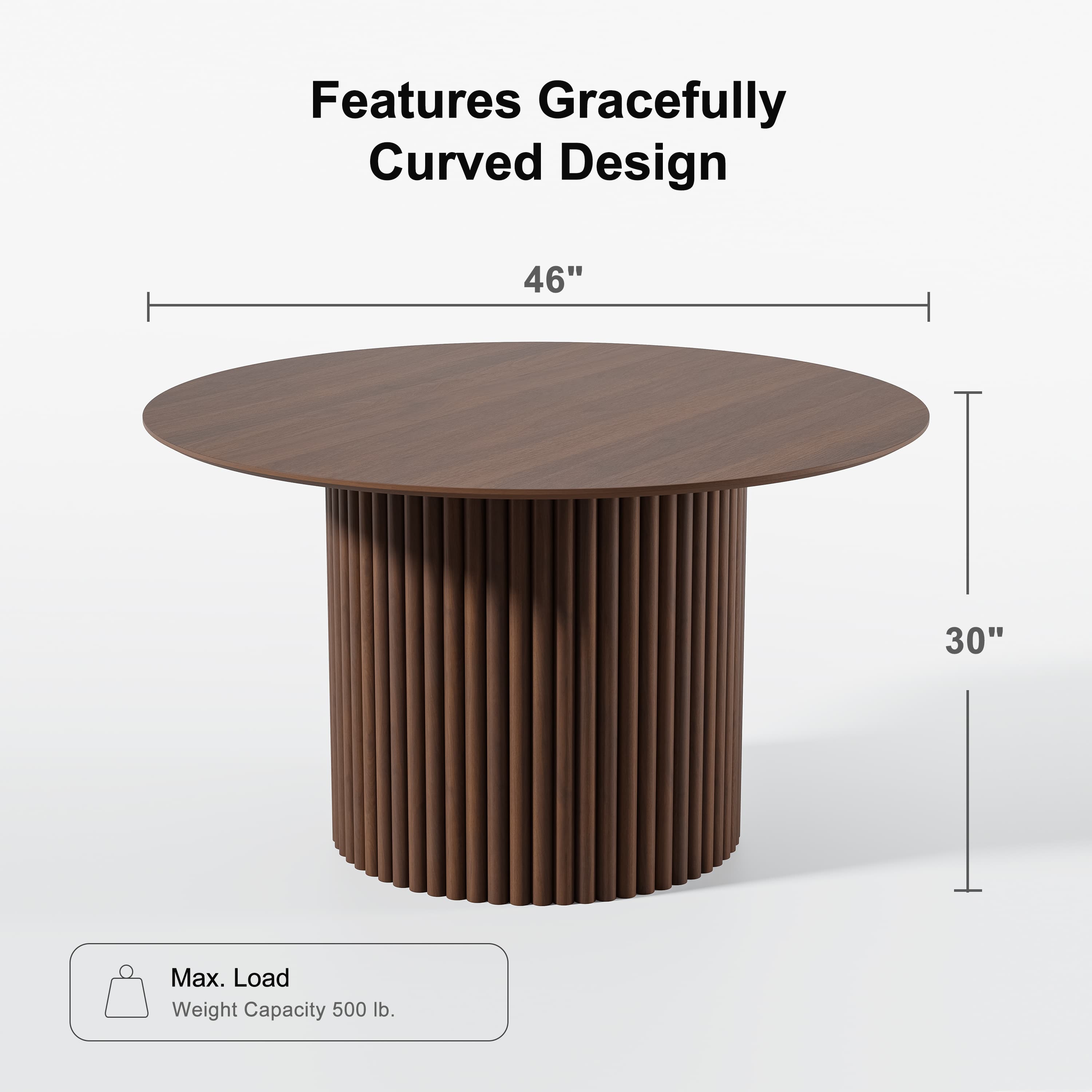 Abberton 46" Dining Table Round Kitchen Table,Walnut