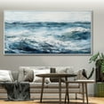 thumbnail image 4 of Large Abstract Sea Waves Oil Painting Ocean Scenery Canvas Wall Art Blue Ocean Landscape Abstract Minimalist Seascape for Wall Decor,Unstretched,Frameless,(91*182cm)36*72lnches, 4 of 5