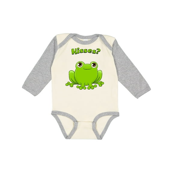 Inktastic Kisses? Cute Frog Boys or Girls Long Sleeve Baby Bodysuit