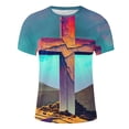 thumbnail image 4 of WXLWZYWL Plus Size Men' Jesus Cross 3D Printing T-Shirt Short SleeveRound Neck Funny Graphic Tees Tops Christian Religious Bible T-Shirts Blue XXXXXL, 4 of 5