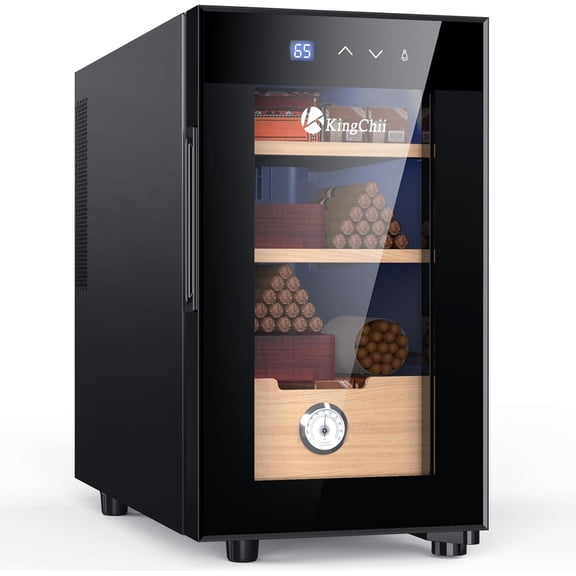 23L Electric Cigar Humidors with Temperature Control System, Cigar Cabinet with Spanish Cedar Wood Shelves & Hygrometer, Gifts for Men (3 Layers 150 Capacity)