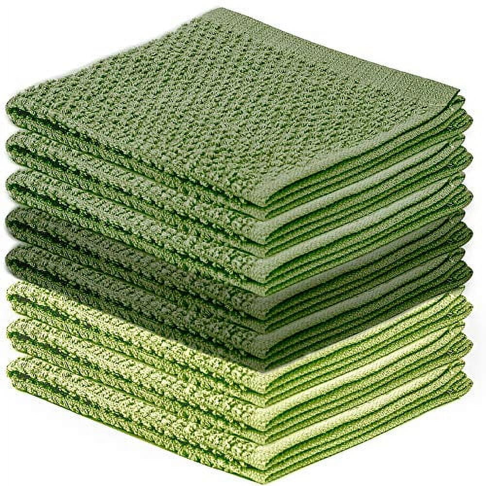 DecorRack 10 Kitchen Towels, 100% Cotton, 12 x 12 inches Dish Cloths, Teal  Green (Pack of 10)