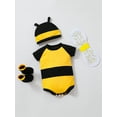 thumbnail image 2 of BemeyourBBs Newborn Baby Girl Boy Helloween Bee Outfit Bumblebee Romper Short Sleeve Honeybee Bodysuit Hat Wings Socks Set 4Pcs Infant Spring Summer Fall Clothes, 2 of 8