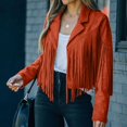 thumbnail image 2 of Fringe Coat for Women Faux Suede Leather Cowboy Style Coat Long Sleeve Tassels Cardigan Short Coat for Autumn Women Blazers and Suit Jackets Blazer Jackets for Women, 2 of 7