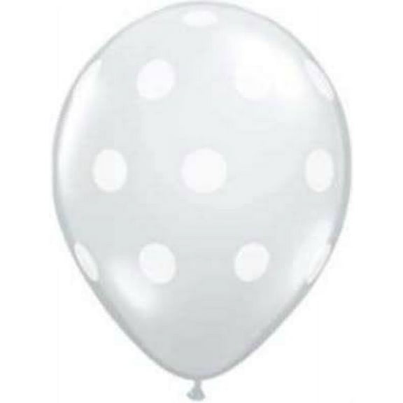 10 Clear & White Polkadot 11" Latex Party Balloons NEW!