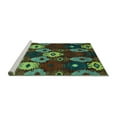 thumbnail image 2 of Ahgly Company Machine Washable Indoor Square Abstract Turquoise Blue Modern Area Rugs, 4' Square, 2 of 4