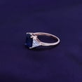 thumbnail image 3 of AFFY Emerald Cut Blue Sapphire & Trillion White Topaz Ring for Women 14K Rose Gold over Silver-6, 3 of 7