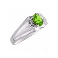 thumbnail image 3 of RYLOS Mens Rings Sterling Silver Classic Design 7X5MM Oval Gemstone & Diamond  Peridot August Birthstone Ring Size 9, 3 of 6
