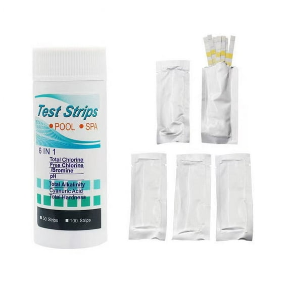100PCS Chlorine Dip Test Strips Swimming Pool Water SPA Hot Tub PH Tester Paper-6-in-1-100PCS(2 Bottles)