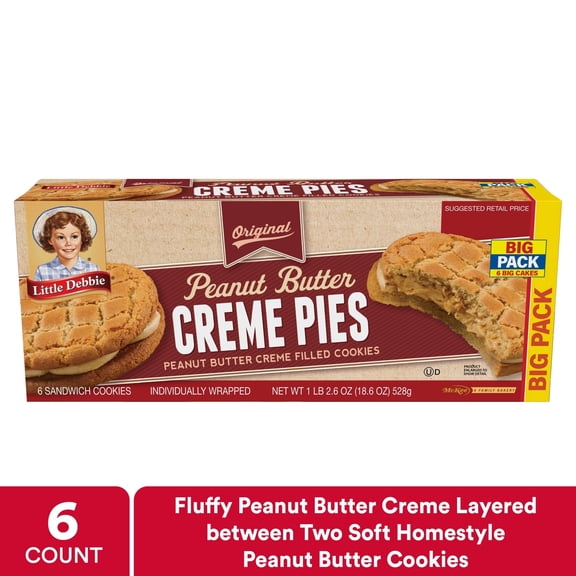 Little Debbie Big Pack Peanut Butter Creme Pies, 18.6 oz