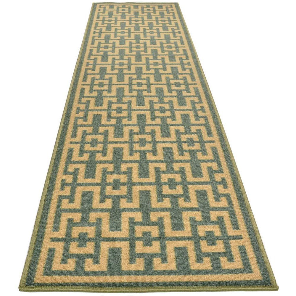 Ancient Greek Style Design Rug Runner Printed Slip Resistant Rubber