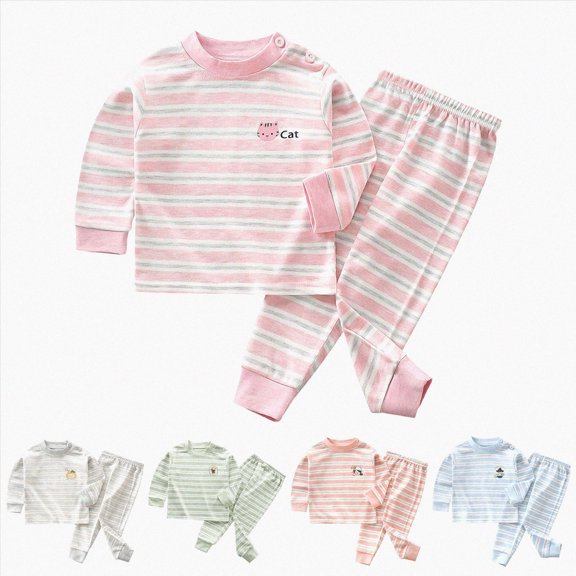 CAUYDY 3M 6M Preemie Boy Pajamas Newborn Girls Outfits Long Sleeved T-Shirt Elastic Pants 2PCS Set Comfy Infant Sleepers Fall Winter,Blue