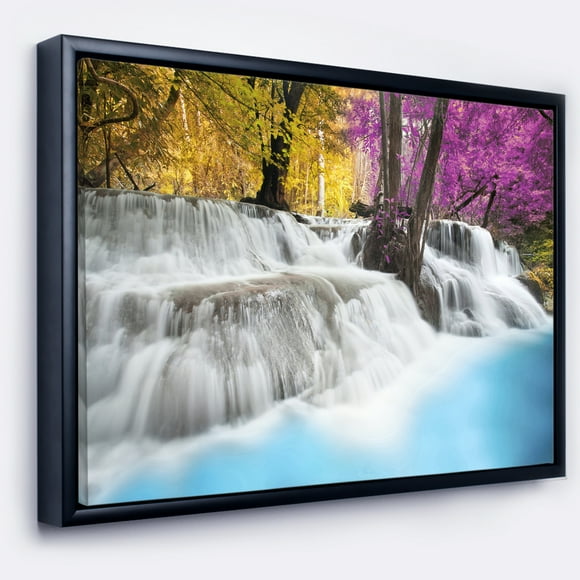 Designart - Erawan Waterfall - Landscape Photography Framed Canvas Art Print