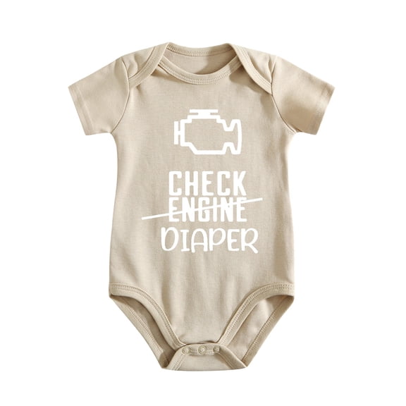 Check Engine Diaper Baby Bodysuit Infant Cotton Romper Newborn Light Apricot-style 9-12M