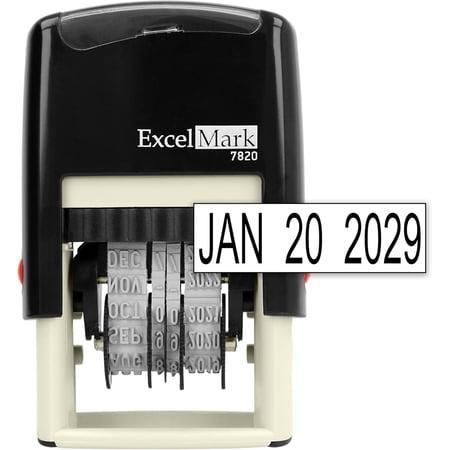 ExcelMark 7820 Self-Inking Rubber Date Stamp – Great for Shipping, Receiving, Expiration and Due Dates (Black Ink)