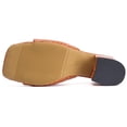 thumbnail image 4 of Womens Coffee Open Toe Mules, Faux Faux Leather Croc Embossed Block Heel Sandals, Slip On 2.5 Inch Chunky Heel Dress Shoes,Size 40, 4 of 9