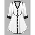 thumbnail image 1 of Camisa Talla Extra Cinta Contraste Manga Lazos Rosegal  Blusas Tallas Grandes, 1 of 5