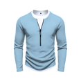 thumbnail image 4 of Aimik Men's Layered Quarter Zip Sweatshirt Ribbed Knit Contrast Collar Trim Soft Warm Smart Casual Golf Top, 4 of 6