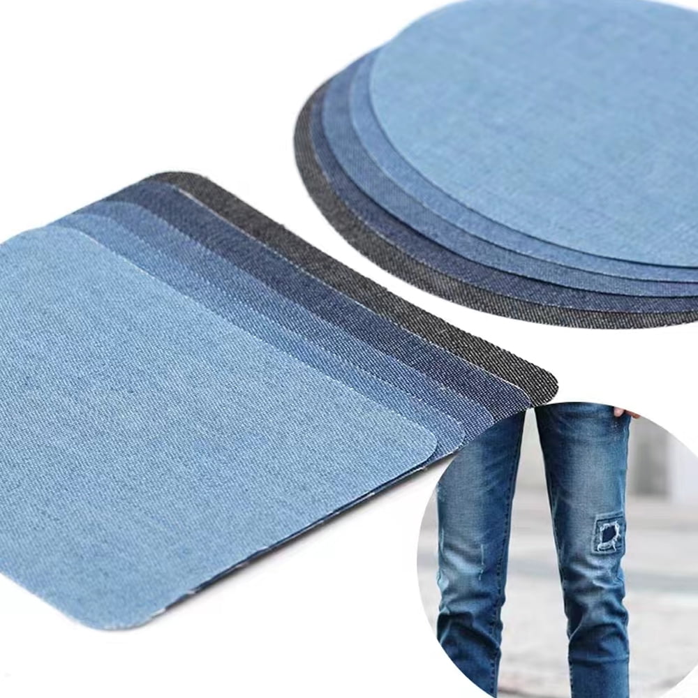 Ibeedow 30pcs Iron on Patches for Clothing Repair , Denim Patches for Jeans Kit , 5 Shades of Blue Iron on Jean Patches for Inside Jeans & Clothing