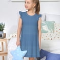 thumbnail image 4 of Vsdgher Chemises de Nuit Vichy Bleu pour Filles Manches Courtes à Volants Robe de Nuit Pyjama pour Fête Pyjama-TTG, 4 of 6