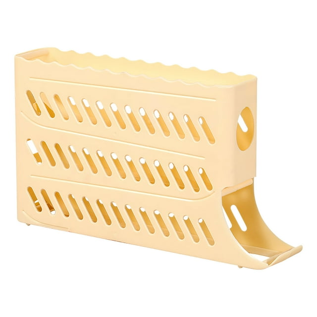 Dispensador automático de huevos rodante de 4 niveles para refrigerador: organizador compacto para refrigerador con capacidad para 30 huevos y rieles protectores.