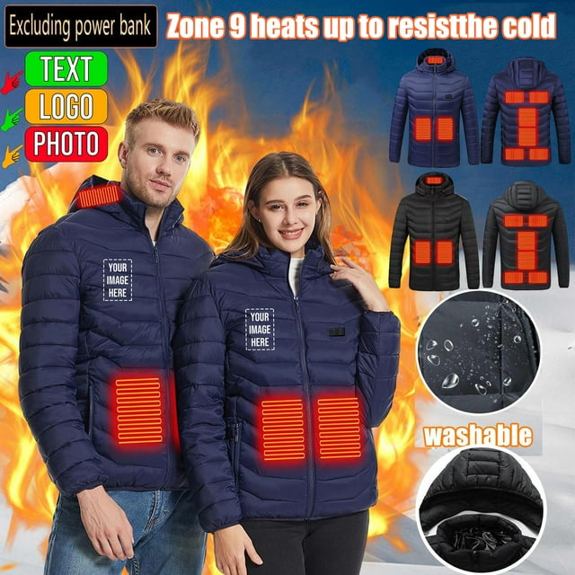 Sentmoon Jacket Winter Coats for Men Small Gifts for Women USB Intelligent Constant Temperature Heated Windproof Plus Size Coat for Men and Women Winter Heated Jacket Coat Fall and Winter