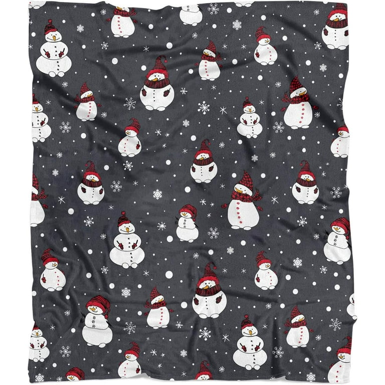 Christmas Snowman Throw Blanket for Couch Soft Grey Christmas