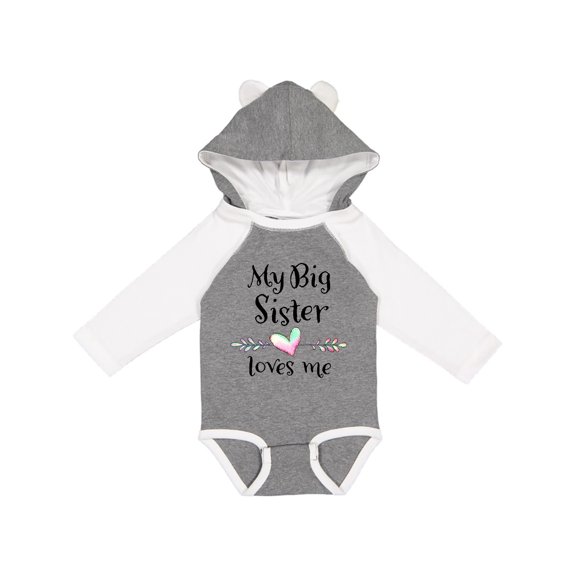 Inktastic My Big Sister Loves Me- Heart Boys or Girls Long Sleeve Baby Bodysuit