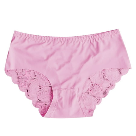 QYZEU Underwear Women Lace Patchwork Elastic Waist Breifs Seamless No Show Soft Comfy Briefs Panties Lightweight Breathable Fashion Underwears Watermelon Red One Size