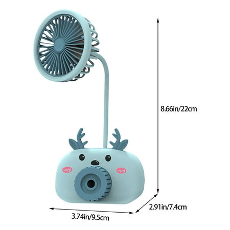

A07 USB Fans Mini Cartoon Fan With Pencil Sharpener Desktop Table Fan USB Portable Personal Head Rotation Strong Wind Quiet Rechargeable Fan For Home Desktop Office Table