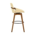 thumbnail image 2 of Baylor 30" Cream Faux Leather and Walnut Wood Swivel Bar Stool, 2 of 7