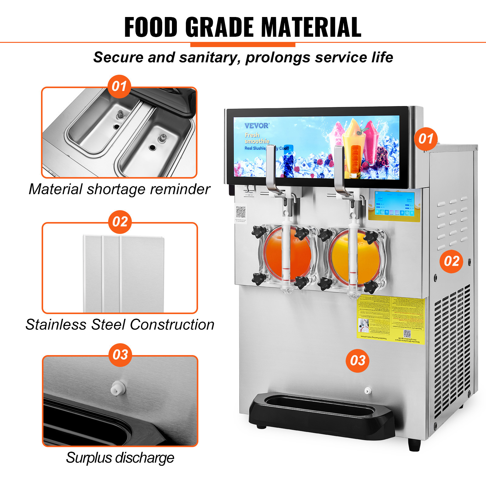 KFFKFF Commercial Slushy Machine, 8L / 2.1 Gal Dual Bowl Frozen Drink Maker, 1155W Stainless Steel Smoothie and Margarita Machine for Parties, Cafes, Restaurants, Bars, and Home Use