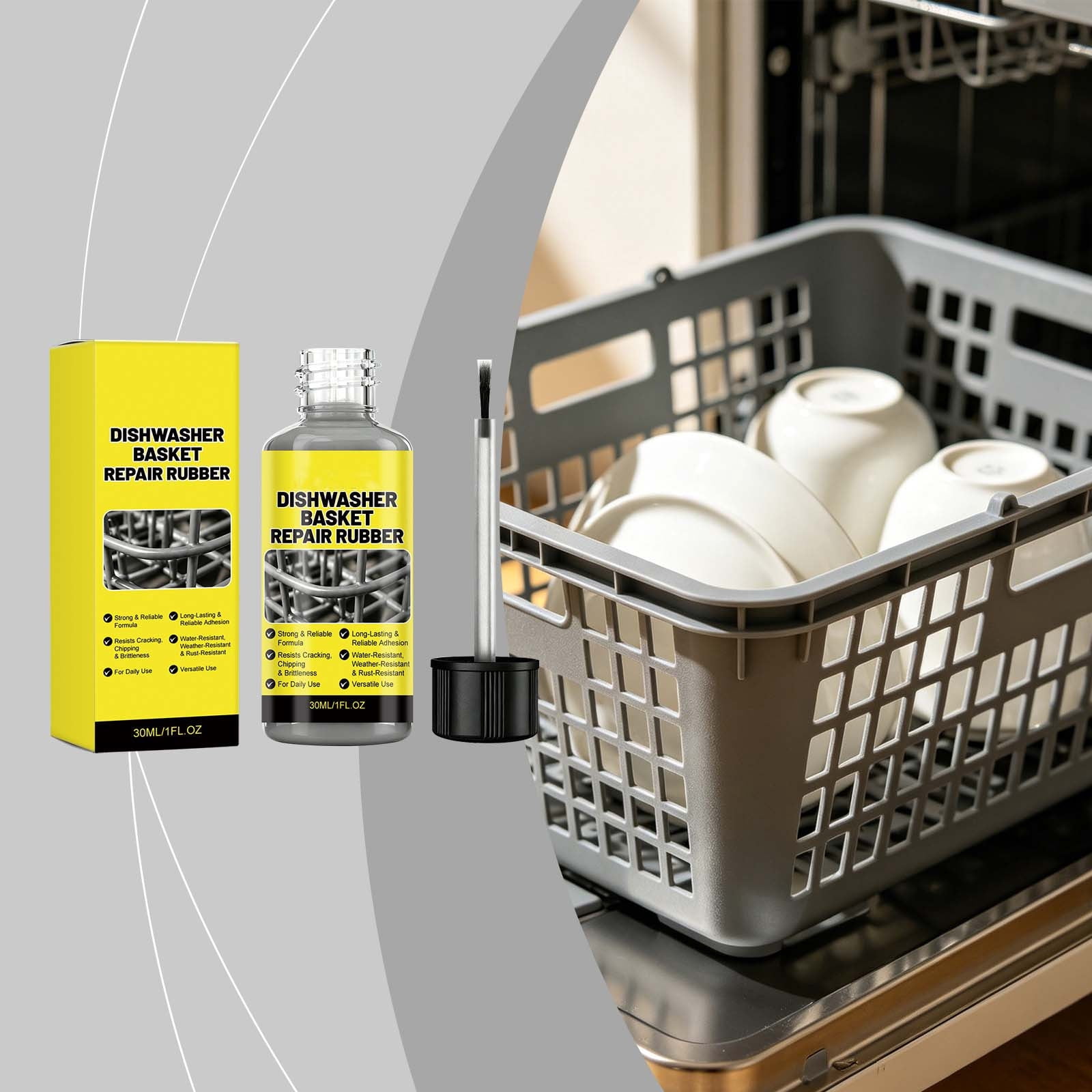 Seyotauo Dishwasher Basket Repair Rubber Coating Paint, Gray Anti Rust Chip Touch Up Refinish Paint Maintenance Kit, for Dishwasher Rack Prongs Anti Scratch Water Resistant Household Kitchen Repair