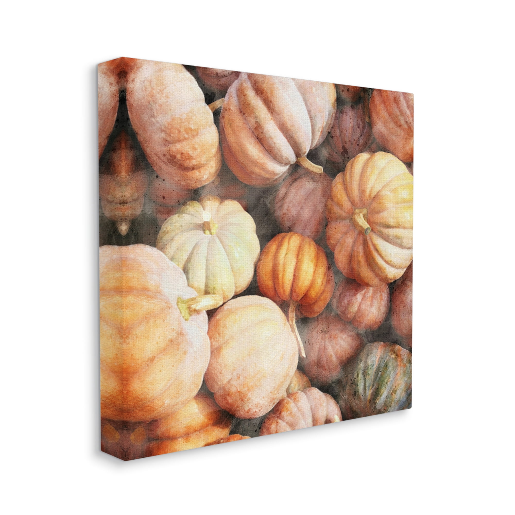 Stupell Industries Fall Pumpkins & Gourds Holiday Painting Gallery Wrapped Canvas Print Wall Art, 17 x 17