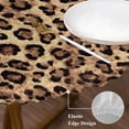 thumbnail image 3 of Leopard Printed Round Tablecloth, Fitted Table Cover with Elastic for 55"-60" Round Tables, Modern Animals Textured Brown Table Cloth Outdoor Indoor Dinning Party Waterproof Tablecloths, 3 of 7