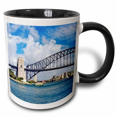 3dRose Australia, Sydney, New South Wales, Harbor Bridge - AU01 MGL0052 - Miva Stock, Two Tone Black Mug, 11oz