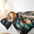 thumbnail image 4 of Manfei Country Lotus Leaf Queen Comforter Set,Rustic Plant Bedding Sets,Lake Botanical Floral Bedding Comforter Set For Girls Teens,Super Cozy Room Decor Reversible,3pcs, 4 of 8