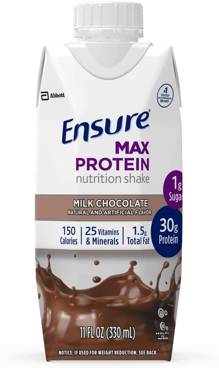 Ensure Max Protein Nutrition Shake With 30g Of Protein 1g Of Sugar High Protein Shake Milk Chocolate 11 Fl Oz 12 Count Walmart Com