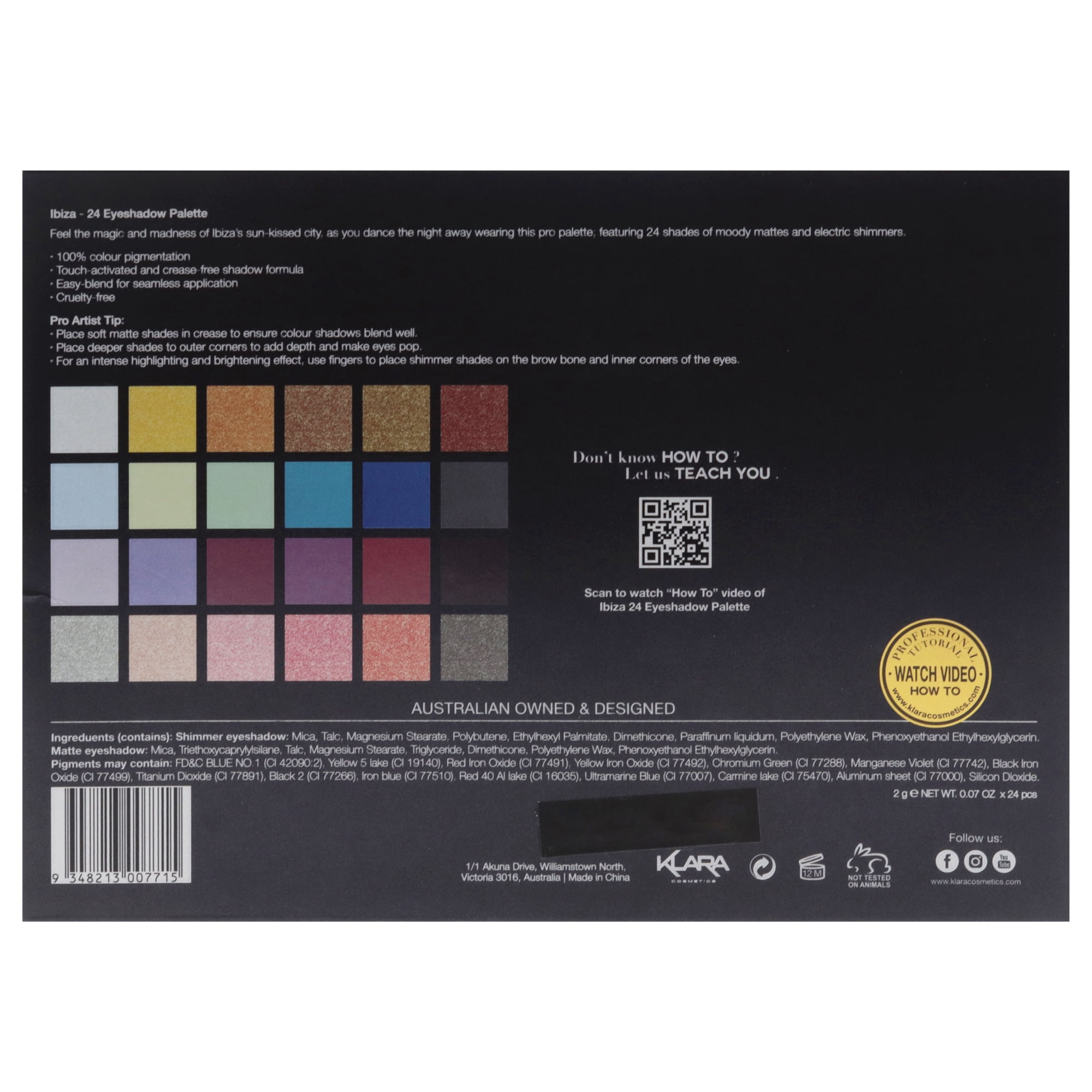 Klara 24 Eyeshadow Palette - Ibiza , 1.68 oz Eye Shadow