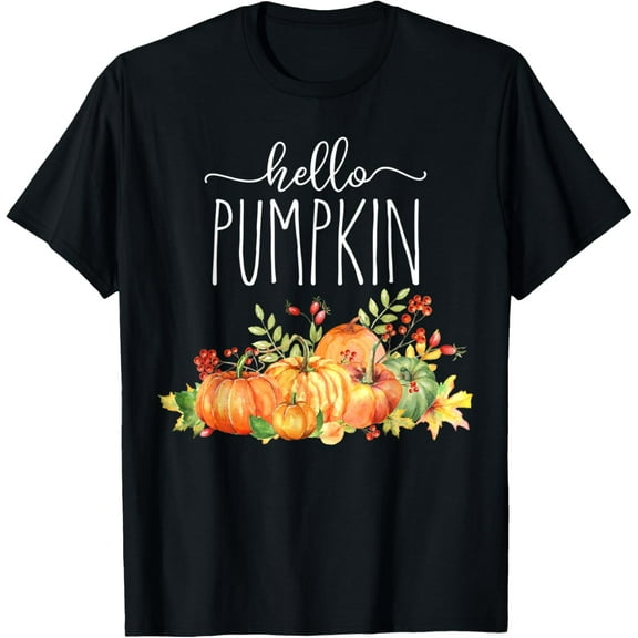 Hello Pumpkin Fall Autumn Sweater Weather Morning Pumpkins T-Shirt