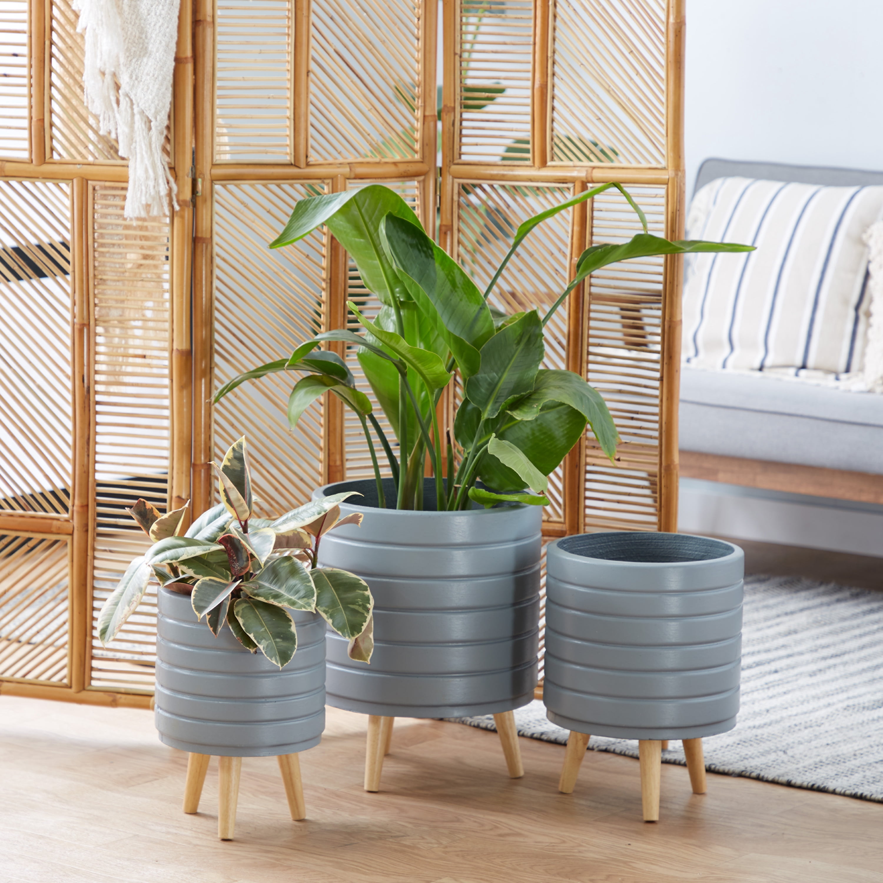 DecMode 10 In. Planter, MGO, Grey, 3 - Pieces